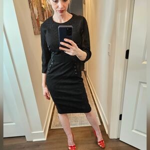 Byron Lars Black Button-Accent Sheath Dress